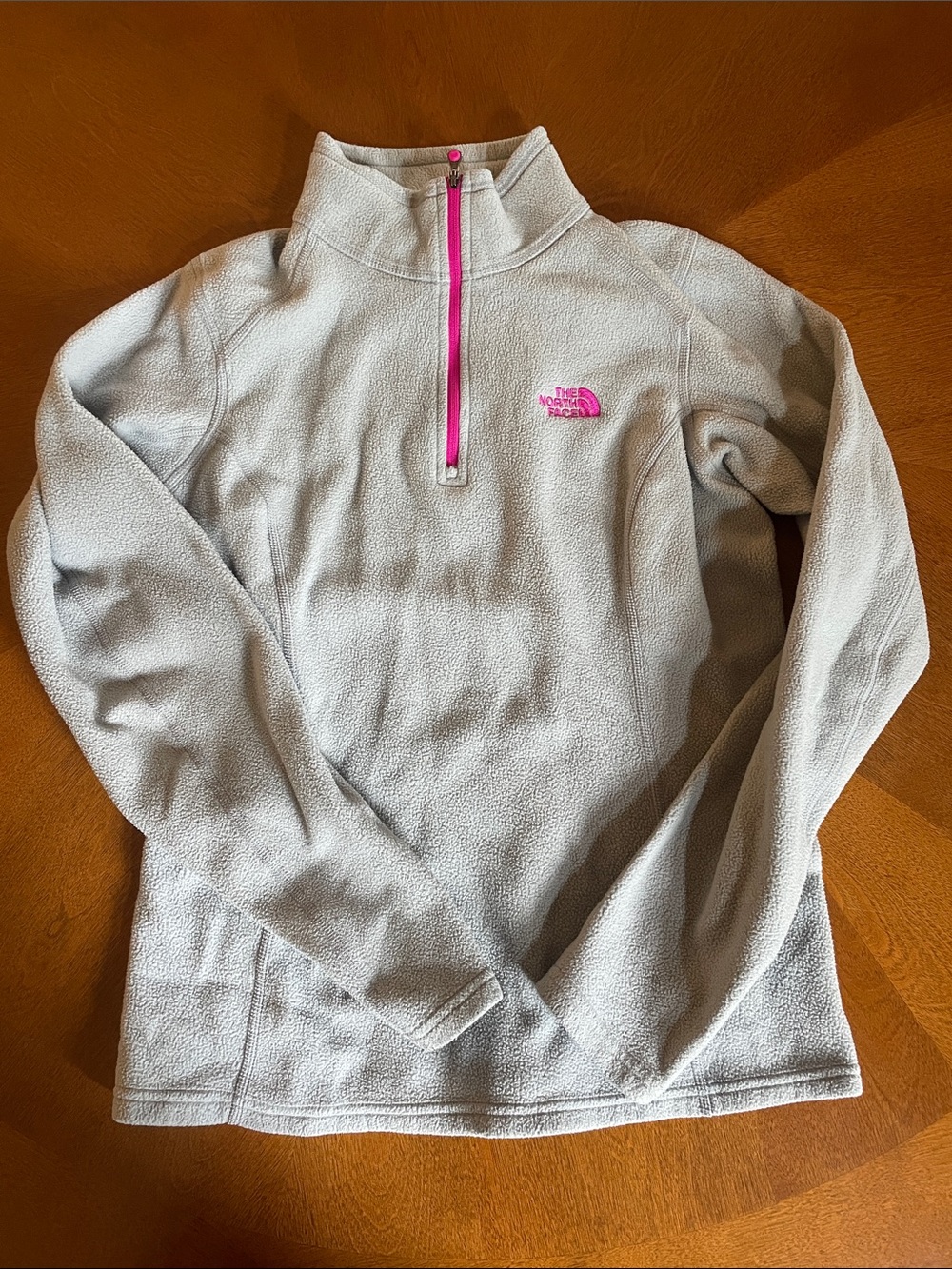 Women’s Small - The North Face Gray Quarter-Zip Fleece with Pink Accents